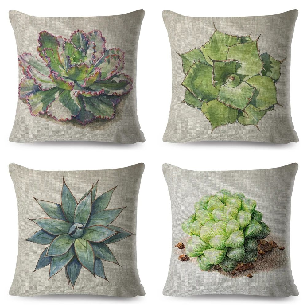 Nordic Style Watercolor Succulent Plants Pillow Case Polyester 45x45 Decor Cartoon Cactus Cushion Cover for Car Sofa Pillowcase
Nordic Style Watercolor Succulent Plants Pillow Case Polyester 45x45 Decor Cartoon Cactus Cushion Cover for Car Sofa Pillowcase