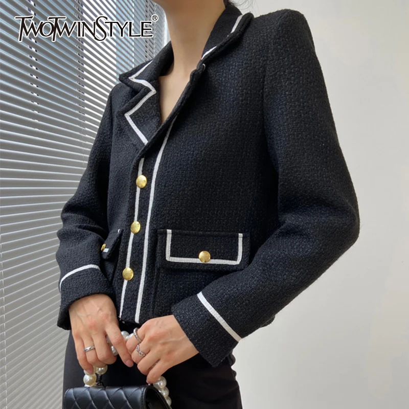 TWOTWINSTYLE Casual Blazer Coats For Female Lapel Collar Long Sleeve High Waisat Loose Colorblock Women's Coat Fashion New
TWOTWINSTYLE Casual Blazer Coats For Female Lapel Collar Long Sleeve High Waisat Loose Colorblock Women's Coat Fashion New