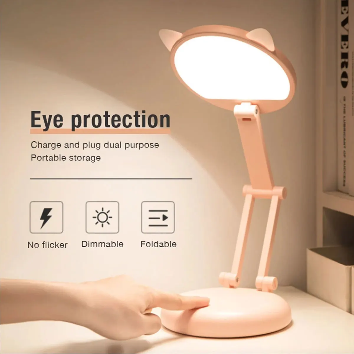 USB Rechargeable LED Table Lamp Foldable LampEye Care Reading light Cat Ear Desk Light Touch Light for Bedside Bedroom Kid Gift
USB Rechargeable LED Table Lamp Foldable LampEye Care Reading light Cat Ear Desk Light Touch Light for Bedside Bedroom Kid Gift