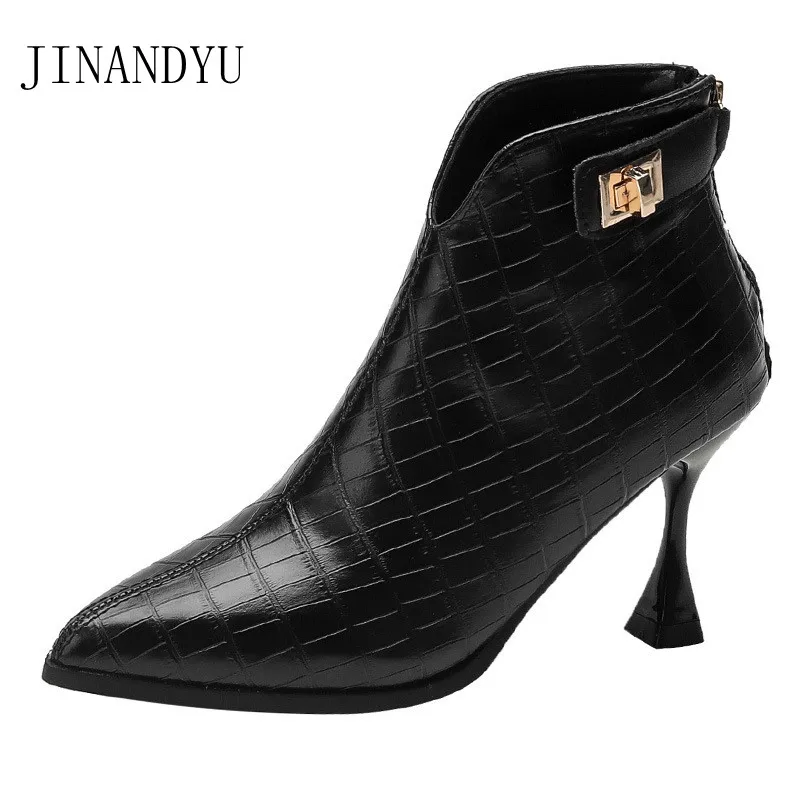 High Quality High Heels Women Shoes Leather Boots British Style Black Shoes for Winter Autumn Pointed Toe Ankle Boots Heels 8cm
High Quality High Heels Women Shoes Leather Boots British Style Black Shoes for Winter Autumn Pointed Toe Ankle Boots Heels 8cm