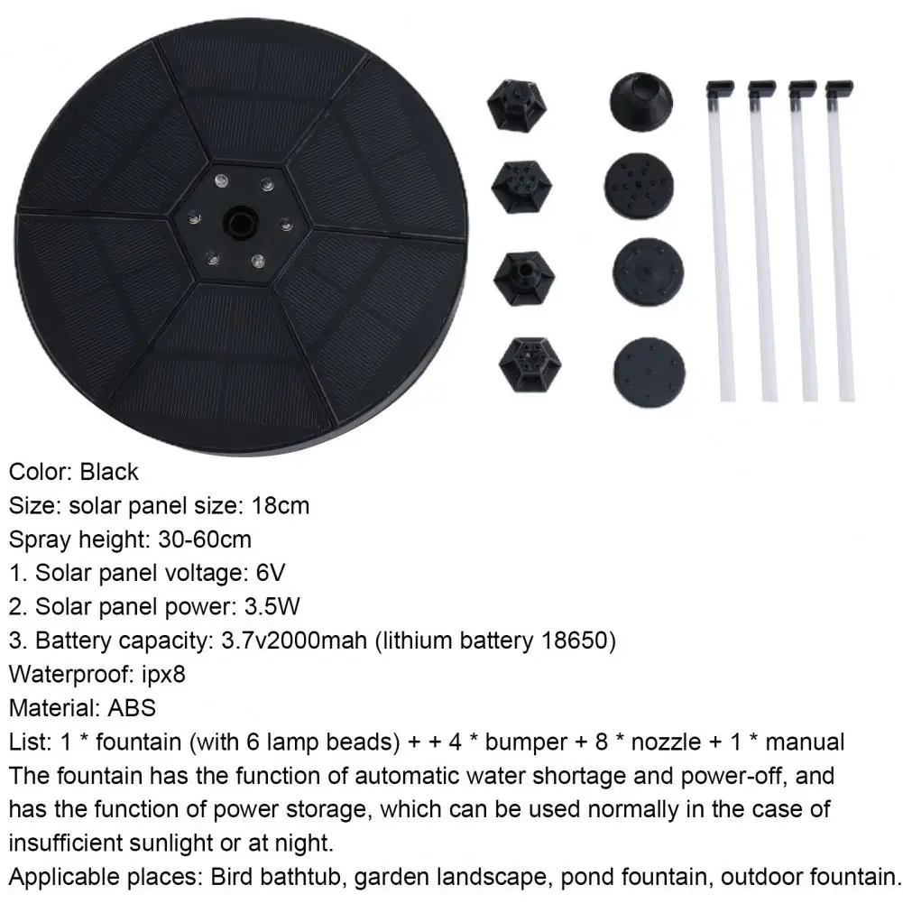 55% Dropshipping!!Different spray patterns of floating solar fountain ABS bird bath, garden, pond, courtyard decorative fountain
55% Dropshipping!!Different spray patterns of floating solar fountain ABS bird bath, garden, pond, courtyard decorative fountain