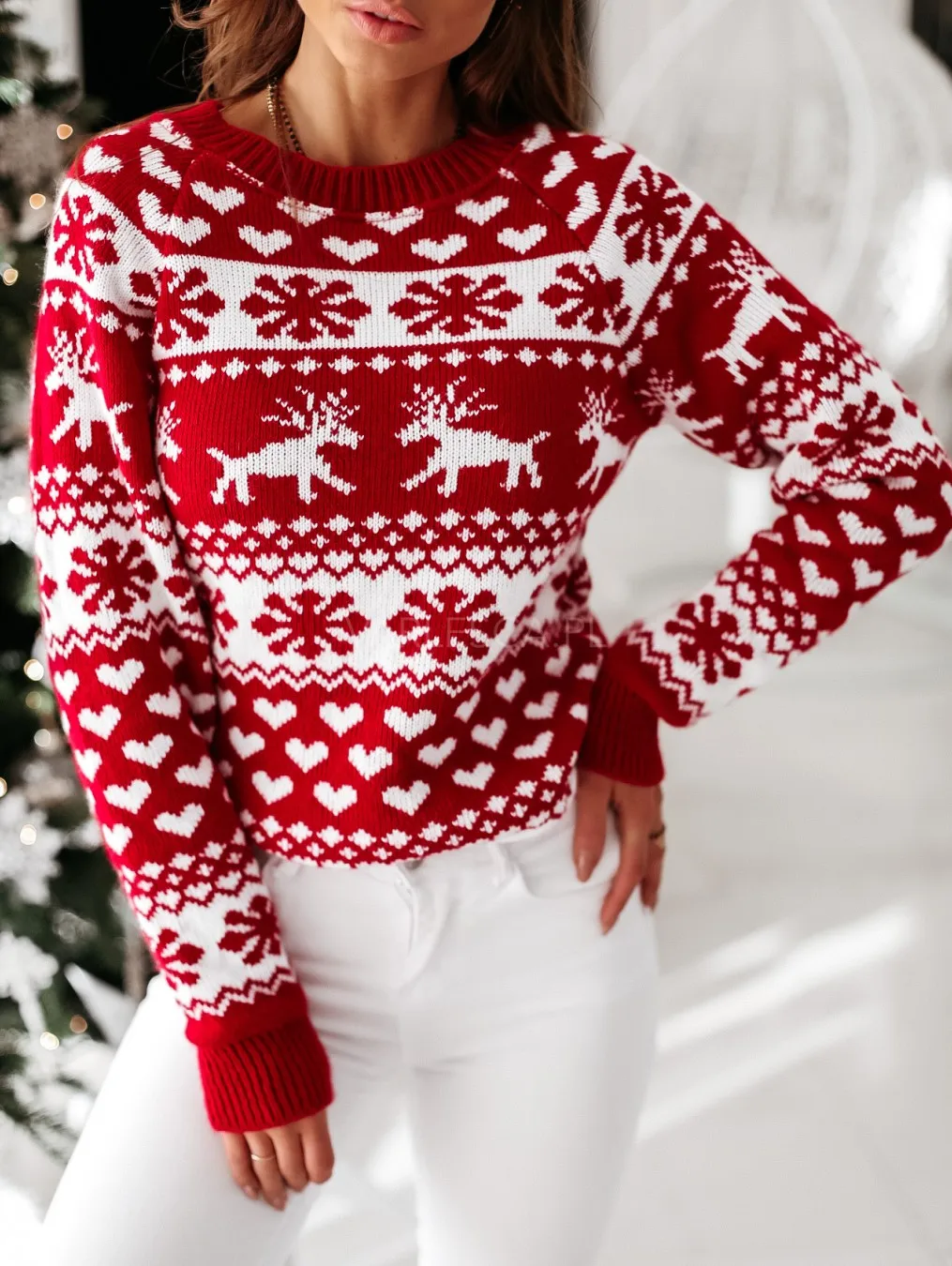 New Winter Christmas Women Sweaters Pullover Tops Casual Long Sleeve Print Knitted Sweater Clothes | Женская одежда