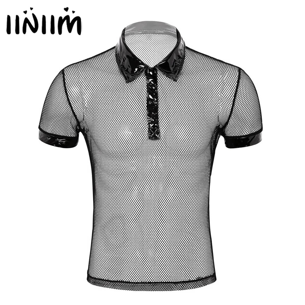 iiniim Mens See Through Sheer Fishnet Turn-down Collar Short Sleeves Hollow Out T-Shirt Muscle Tops Clubwear Moto Party Costumes
iiniim Mens See Through Sheer Fishnet Turn-down Collar Short Sleeves Hollow Out T-Shirt Muscle Tops Clubwear Moto Party Costumes