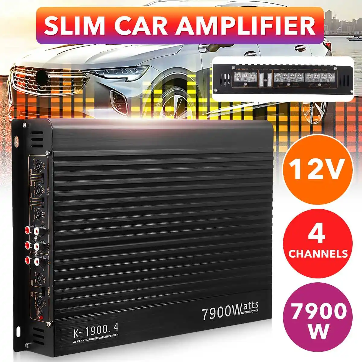 7900W 4 Channel Car Amplifiers Subwoofer Speaker Audio Amplifier Vehicle Subwoofer Bass Amplifier Enclosure Auto Sound Car Audio
7900W 4 Channel Car Amplifiers Subwoofer Speaker Audio Amplifier Vehicle Subwoofer Bass Amplifier Enclosure Auto Sound Car Audio