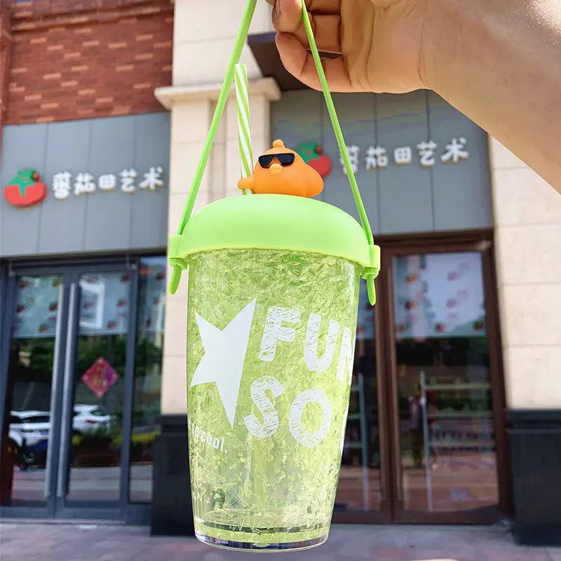 Double Straw Chicken Ice Cup With Lifting Rope Summer Cold Drink Juice Coffee Cup Lightweight Fashion Plastic Cups For Girls
Double Straw Chicken Ice Cup With Lifting Rope Summer Cold Drink Juice Coffee Cup Lightweight Fashion Plastic Cups For Girls