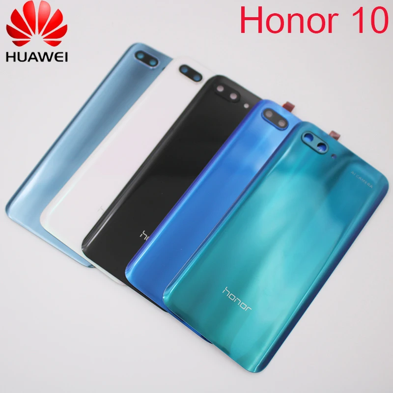 

Оригинальная Задняя стеклянная крышка батарейного отсека для Huawei Honor 10, Задняя стеклянная панель 3D, Корпус Корпуса + объектив камеры + клей д...