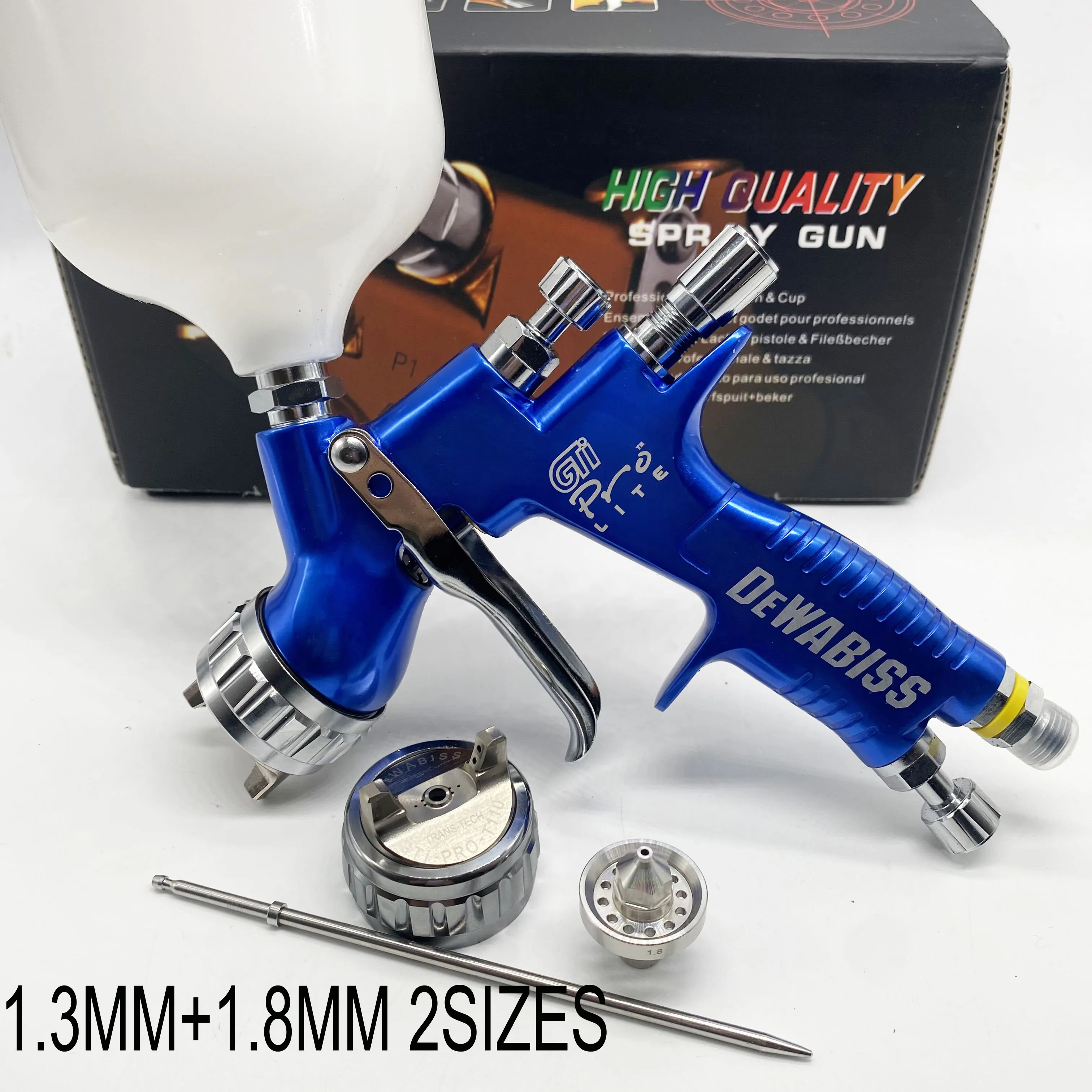 GTI PRO dewabiss 1.3+1.8mm 2noozles spray gun HVLP car sprayer painting tool high Atomization air paint sprayer 
GTI PRO dewabiss 1.3+1.8mm 2noozles spray gun HVLP car sprayer painting tool high Atomization air paint sprayer