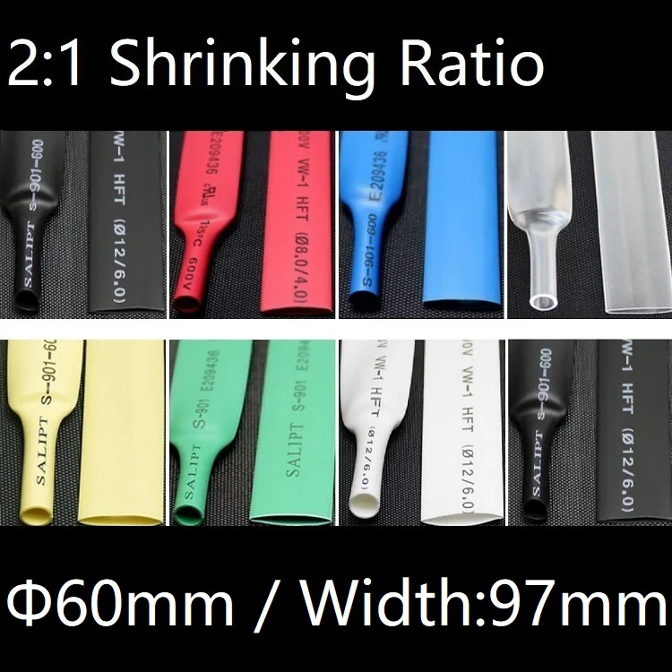 Dia 60mm (Width 97mm) Heat Shrink Tube 2:1 Polyolefin Thermal Cable Sleeve Insulated Wire Protector Wrap DIY Connector Repair
Dia 60mm (Width 97mm) Heat Shrink Tube 2:1 Polyolefin Thermal Cable Sleeve Insulated Wire Protector Wrap DIY Connector Repair