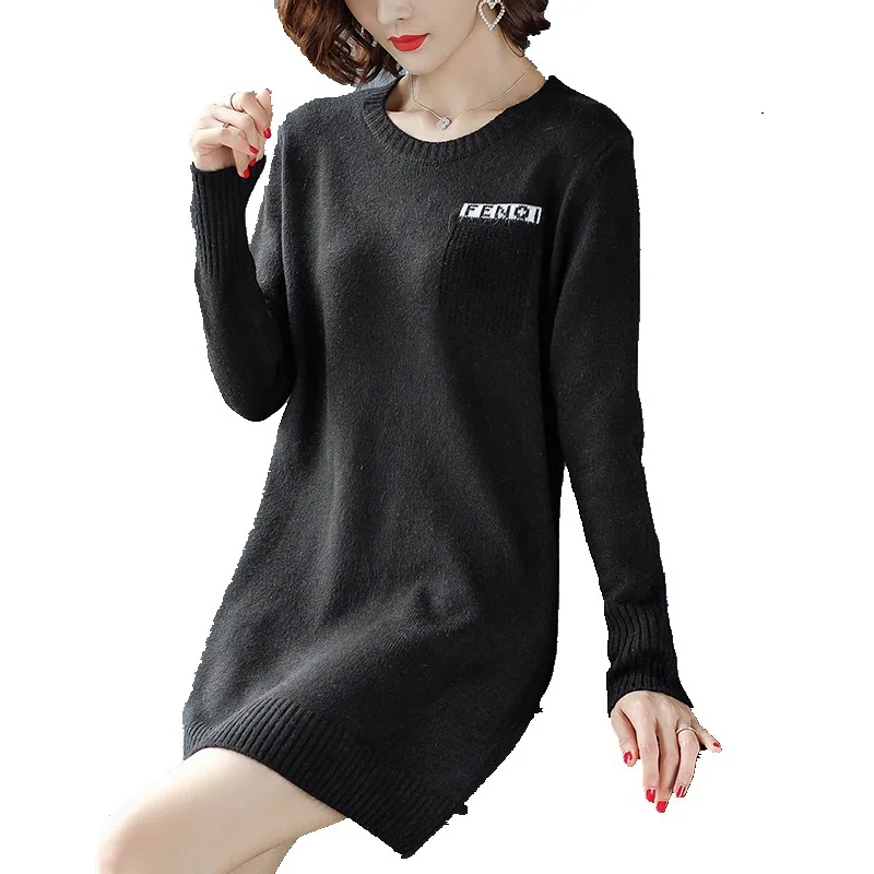 New Sweater Autumn Winter Women's Round Neck Embroidery Letter Sweater Long-sleeved Pullover Bottoming Knit Sweater Female Q174
New Sweater Autumn Winter Women's Round Neck Embroidery Letter Sweater Long-sleeved Pullover Bottoming Knit Sweater Female Q174