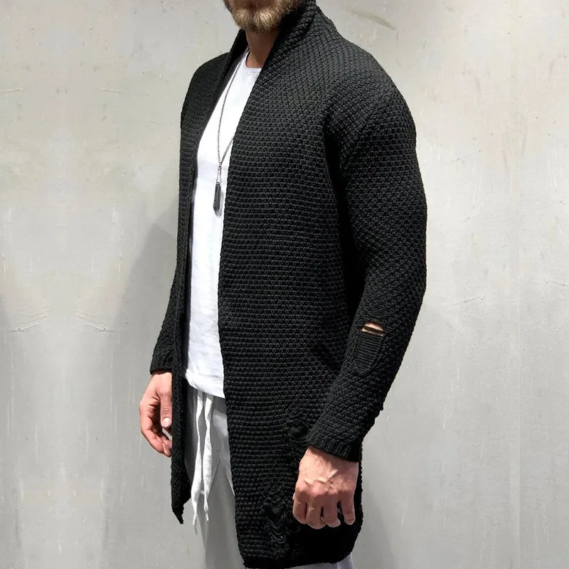 Autumn Winter Men's Knitting Sweater Lapel Solid Medium Length Loose Stretchy Personality Fashion Male Cardigan
Autumn Winter Men's Knitting Sweater Lapel Solid Medium Length Loose Stretchy Personality Fashion Male Cardigan