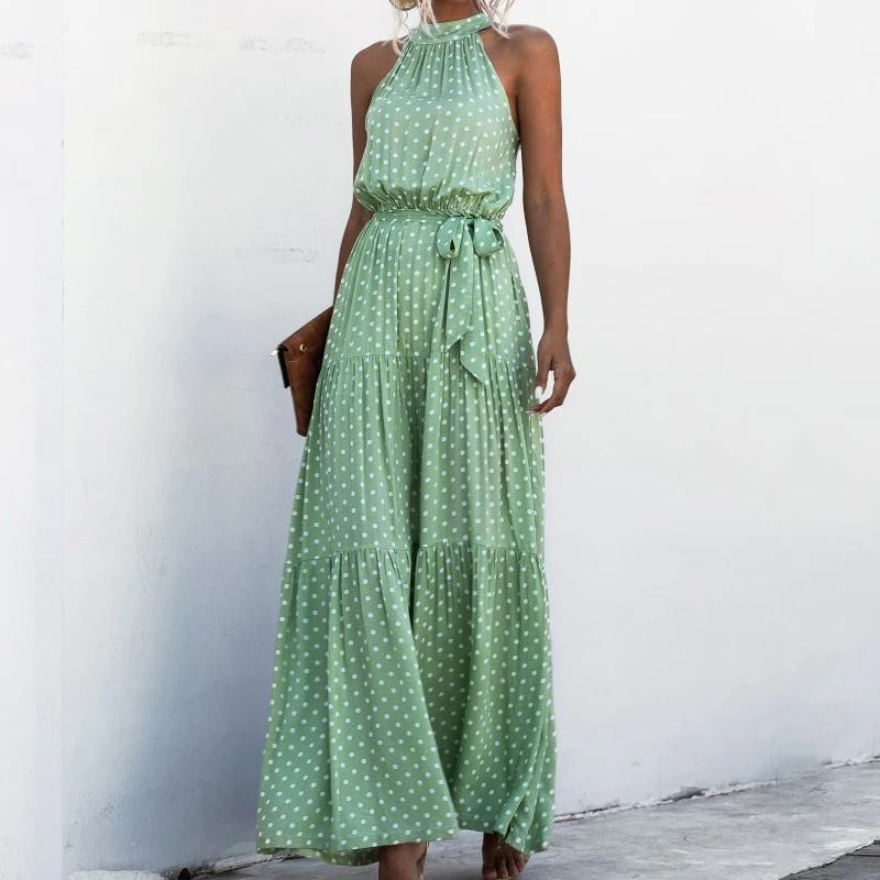 2020 Summer New Elegant Sexy beach long Dress Women Fashion Print Flowers Polka-dot Ladies Halter boho dress women vestidos 
2020 Summer New Elegant Sexy beach long Dress Women Fashion Print Flowers Polka-dot Ladies Halter boho dress women vestidos
