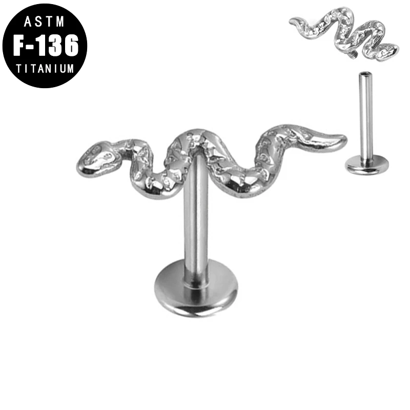 ASTM F136 Titanium Snake Labret Ring Internal Thread Helix 16G Ear Tragus Cartilage Piercings Earrings Lip labret Studs Jewelry
ASTM F136 Titanium Snake Labret Ring Internal Thread Helix 16G Ear Tragus Cartilage Piercings Earrings Lip labret Studs Jewelry