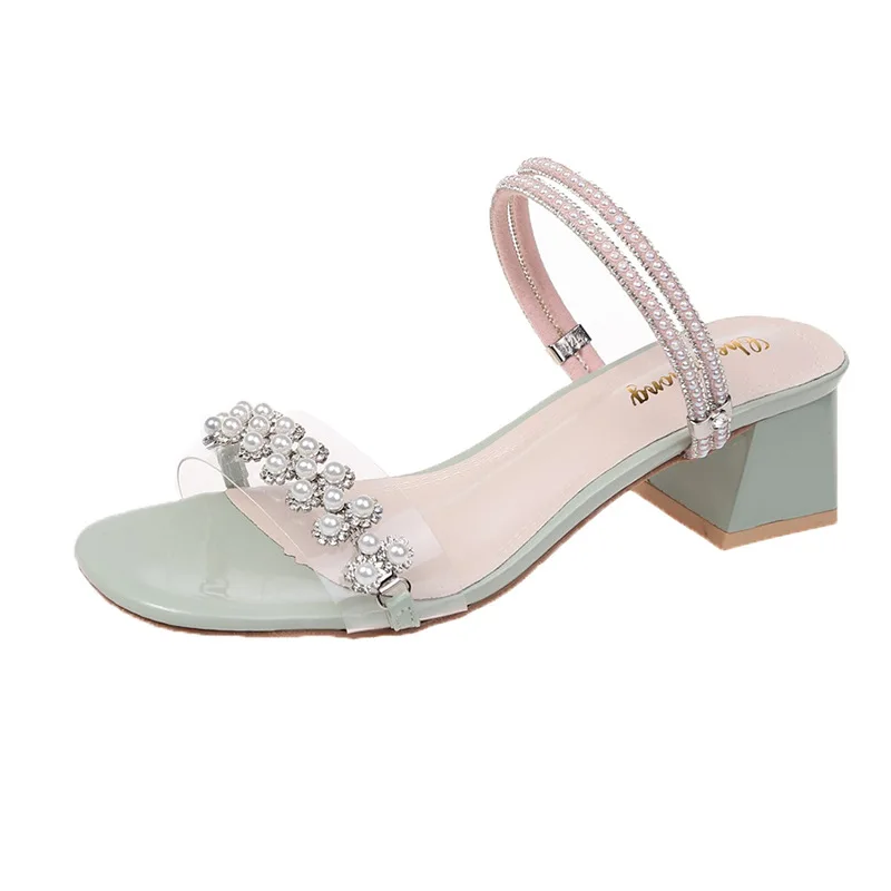 Summer Women Sandals Flower Square Heel Transparent Sandals with Pearls Female Elegant Fashion Ladies Shoes
Summer Women Sandals Flower Square Heel Transparent Sandals with Pearls Female Elegant Fashion Ladies Shoes