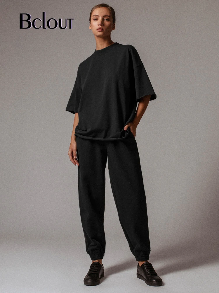 Bclout White Black Casual Basic Cotton Women Suit Half Sleeve Tshirt And Elastic Waist Pants Two Piece Set Spring Streetwear
Bclout White Black Casual Basic Cotton Women Suit Half Sleeve Tshirt And Elastic Waist Pants Two Piece Set Spring Streetwear