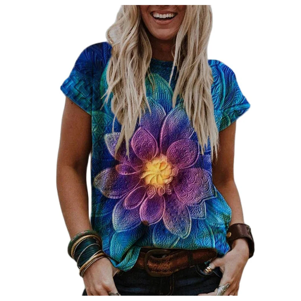 2021 Vintage Women's Summer Round Neck Casual Loose Floral Printed Flower T Shirt Tie Dye Tops Plus Size Short Sleeve Shirt
2021 Vintage Women's Summer Round Neck Casual Loose Floral Printed Flower T Shirt Tie Dye Tops Plus Size Short Sleeve Shirt