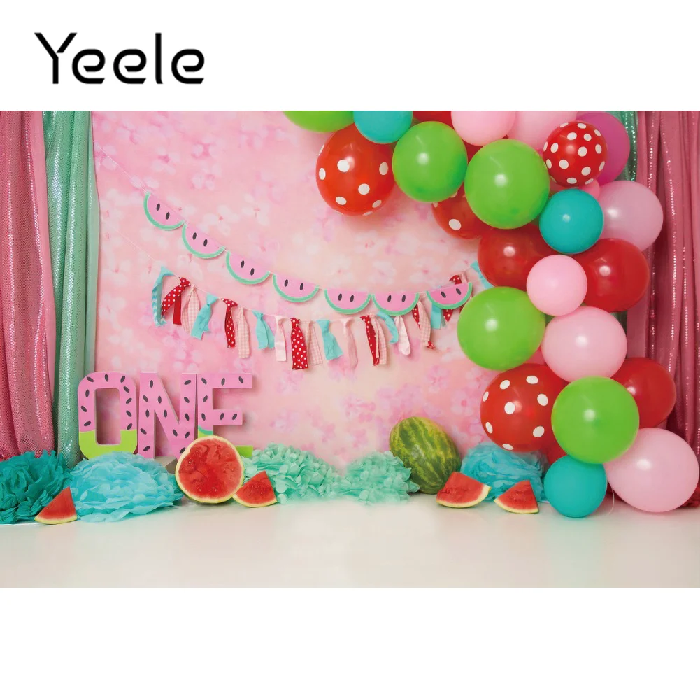 

Summer Watermelon Baby 1st Birthday Party Newborn Interior Photography Background Balloon Pink Photocall Backdrop Studio Shoot