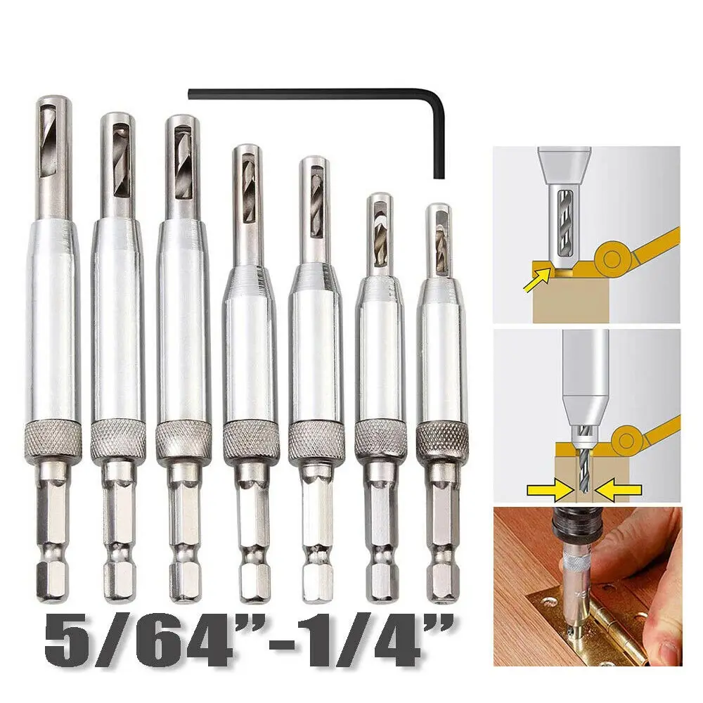7 Pcs HSS Self Centering Hinge Drill Bits Set Door Cabinet 135 Degree Bit Tip 5/64" 7/64" 9/64" 11/64" 13/64" Center Drill Bit
7 Pcs HSS Self Centering Hinge Drill Bits Set Door Cabinet 135 Degree Bit Tip 5/64" 7/64" 9/64" 11/64" 13/64" Center Drill Bit