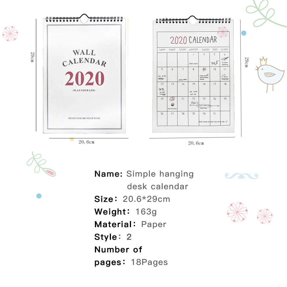 Calendar 2020 Creative Hand-Painted Wall Calendar Simple Wall Calendar Office Supplies Calendario Planner Adjustable Hole Design
Calendar 2020 Creative Hand-Painted Wall Calendar Simple Wall Calendar Office Supplies Calendario Planner Adjustable Hole Design