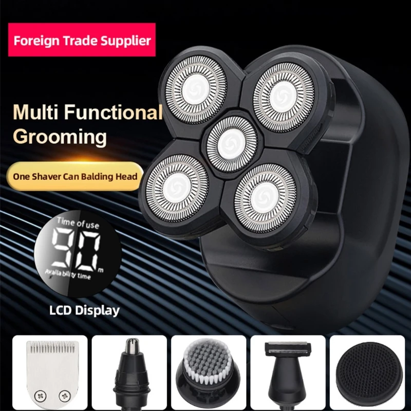 6 in 1 Electric Shavers for Men Bald Head Razors Rechargeable Cordless Wet Dry Rotary Shaver Hair Trimmer LED Display
6 in 1 Electric Shavers for Men Bald Head Razors Rechargeable Cordless Wet Dry Rotary Shaver Hair Trimmer LED Display