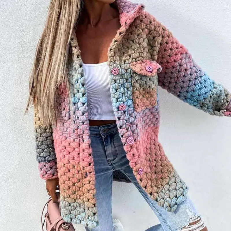 Women Outerwear Vintage Gradient Turn-Down Collar Long Sleeve Coats Lady Fashion Print Twist Wool Jacket Overcoat Thick Winter
Women Outerwear Vintage Gradient Turn-Down Collar Long Sleeve Coats Lady Fashion Print Twist Wool Jacket Overcoat Thick Winter