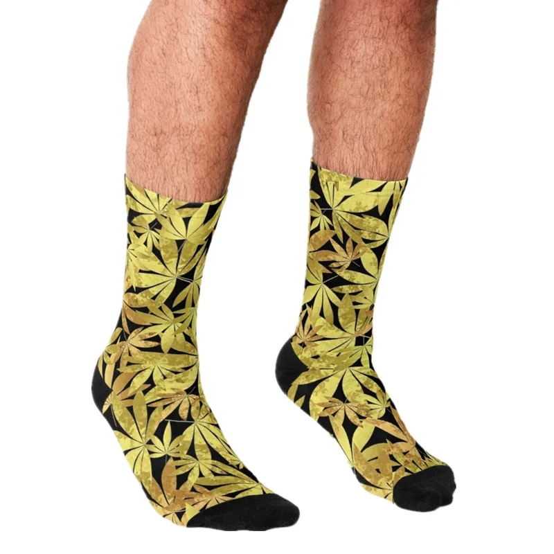 

2021 смешные мужские носки harajuku золотой травы печатные счастливы в стиле хип-хоп для мужчин носки для девочек Новинка скейтборд с круглым Пов...