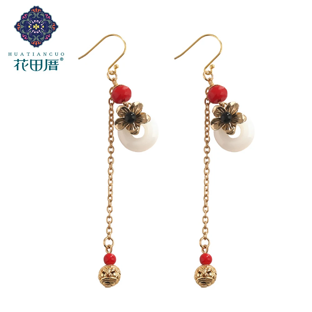 White Round J ade Ethnic Handmade Dangle Earring Black Red White Stone Bead Alloy Chain Hollow Alloy Bead Woman Jewelry EZ-18075
White Round J ade Ethnic Handmade Dangle Earring Black Red White Stone Bead Alloy Chain Hollow Alloy Bead Woman Jewelry EZ-18075