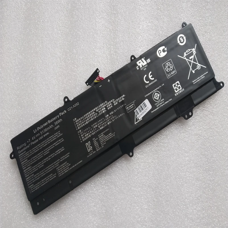 New C21-X202 Battery For ASUS VivoBook S200 S200E X201 X201E X202 X202E Q200E Original Laptop battery 7.4V 38Wh 5136mAh
New C21-X202 Battery For ASUS VivoBook S200 S200E X201 X201E X202 X202E Q200E Original Laptop battery 7.4V 38Wh 5136mAh