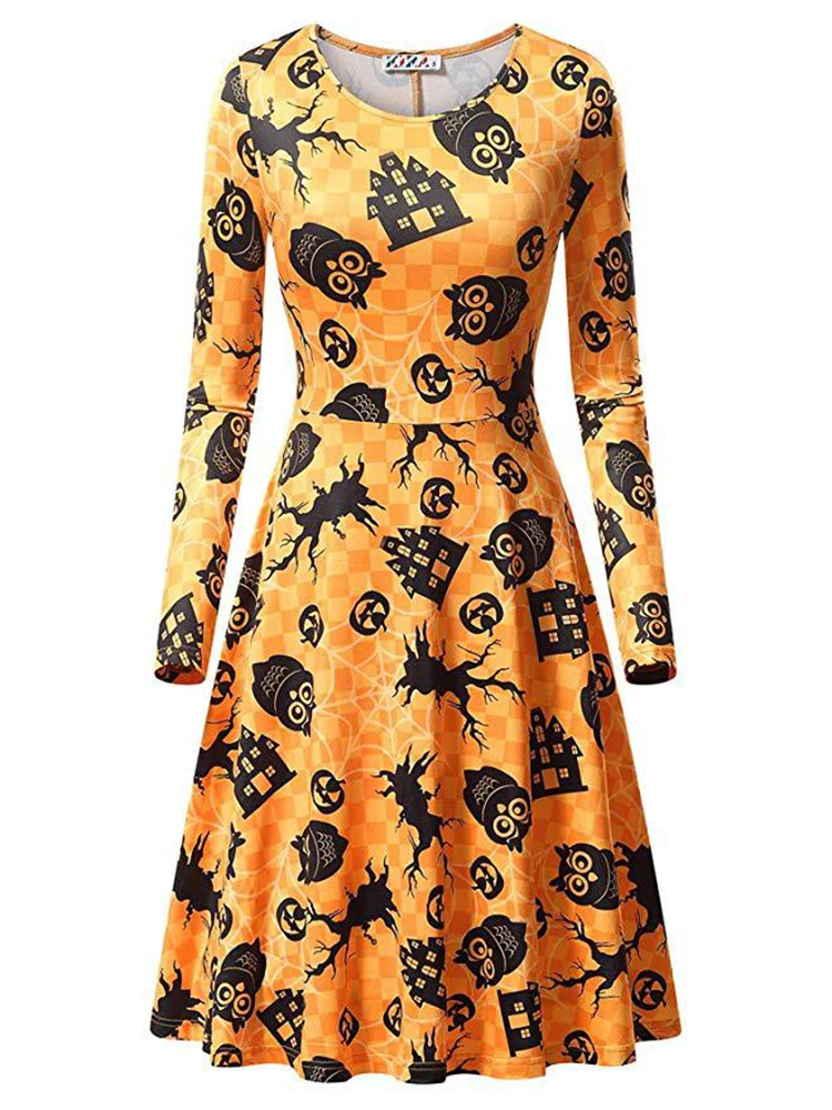 Halloween Christmas foreign trade new women's European and American printed long sleeve pumpkin party dress
Halloween Christmas foreign trade new women's European and American printed long sleeve pumpkin party dress