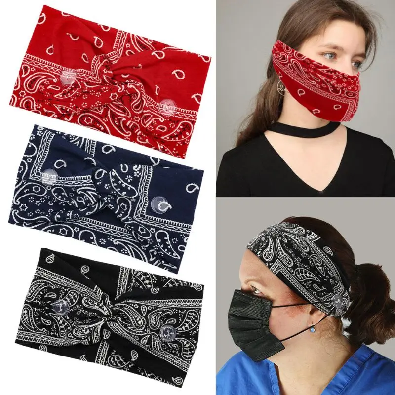 Unisex Button Wide Headband Face Mask Holder Bohemian Paisley Floral Headwrap Anti-Tight Ear Protection Turban
Unisex Button Wide Headband Face Mask Holder Bohemian Paisley Floral Headwrap Anti-Tight Ear Protection Turban