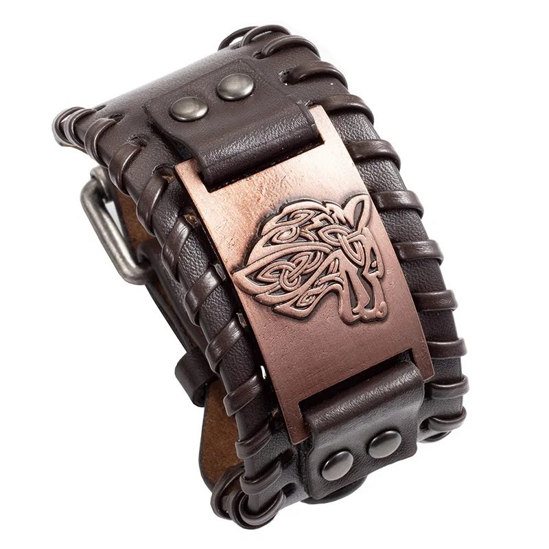 Fashion Jewelry Vintage Alloy Wolf Head Winding Leather Bracelet Black Brown Men's Bracelets Bangles Accessories Boyfriend Gifts
Fashion Jewelry Vintage Alloy Wolf Head Winding Leather Bracelet Black Brown Men's Bracelets Bangles Accessories Boyfriend Gifts