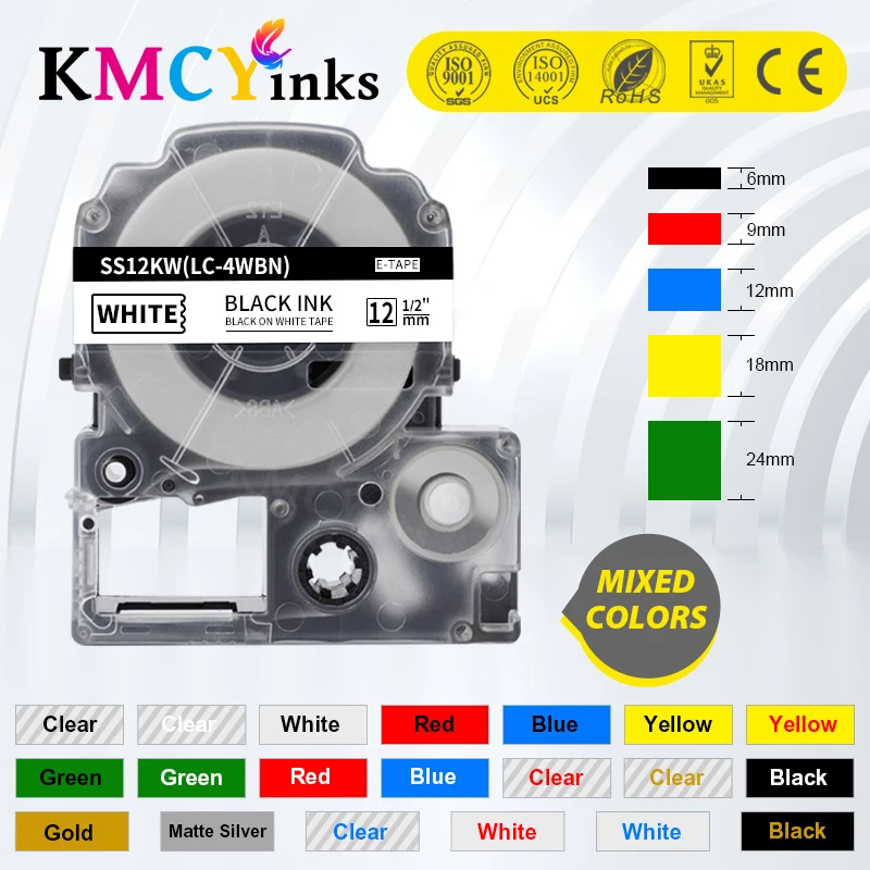 KMCYinks, 1 шт., этикетка SS12KW для EPSON, зеркальные ленты, зеркальная копия, принтер (12 мм * 8 м, черный на белом цвете), этикетка
KMCYinks, 1 шт., этикетка SS12KW для EPSON, зеркальные ленты, зеркальная копия, принтер (12 мм * 8 м, черный на белом цвете), этикетка