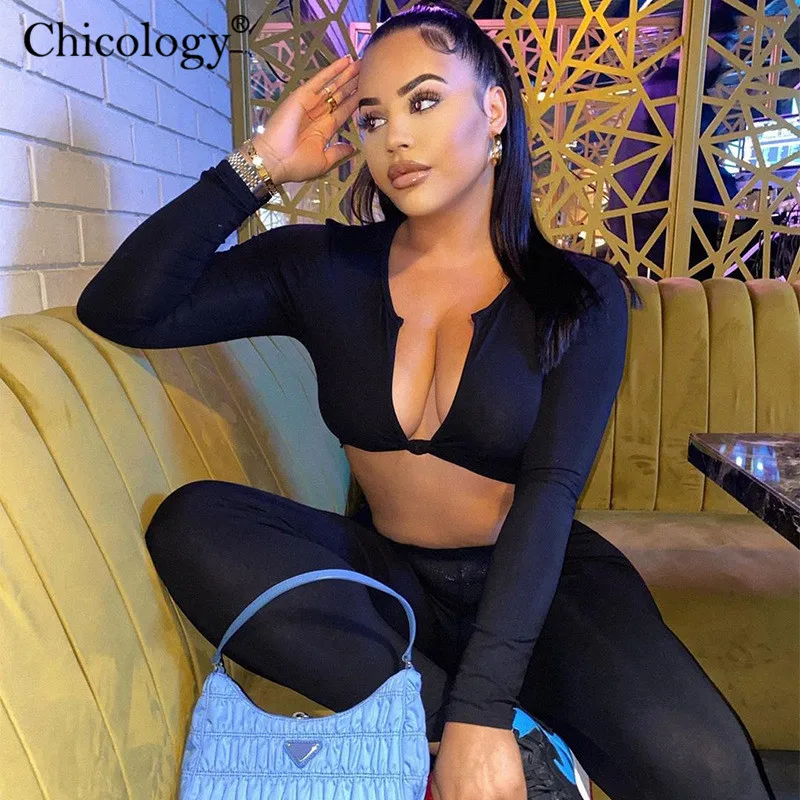 Chicology сексуальный комплект из 2 предметов с низким вырезом модная уличная одежда