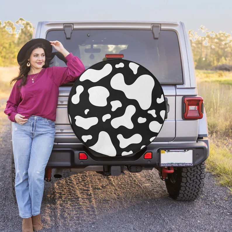 Cow Animal Print - Spare Tire Cover for Jeep Wrangler, Jeep Liberty, 2021 Bronco, RV, Camper - Optional Backup Camera Hole
Cow Animal Print - Spare Tire Cover for Jeep Wrangler, Jeep Liberty, 2021 Bronco, RV, Camper - Optional Backup Camera Hole