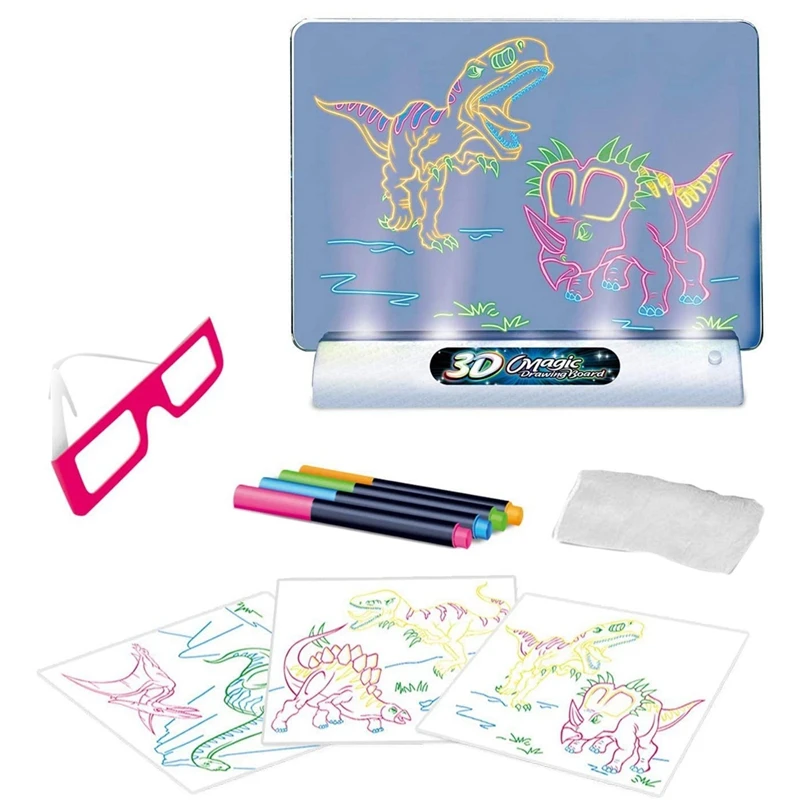 

Kids 3D Magic Drawing Pad Fluorescent Puzzle Luminous Magical Writing Pad Magic Pad Light Up Drawing Board for Gifts