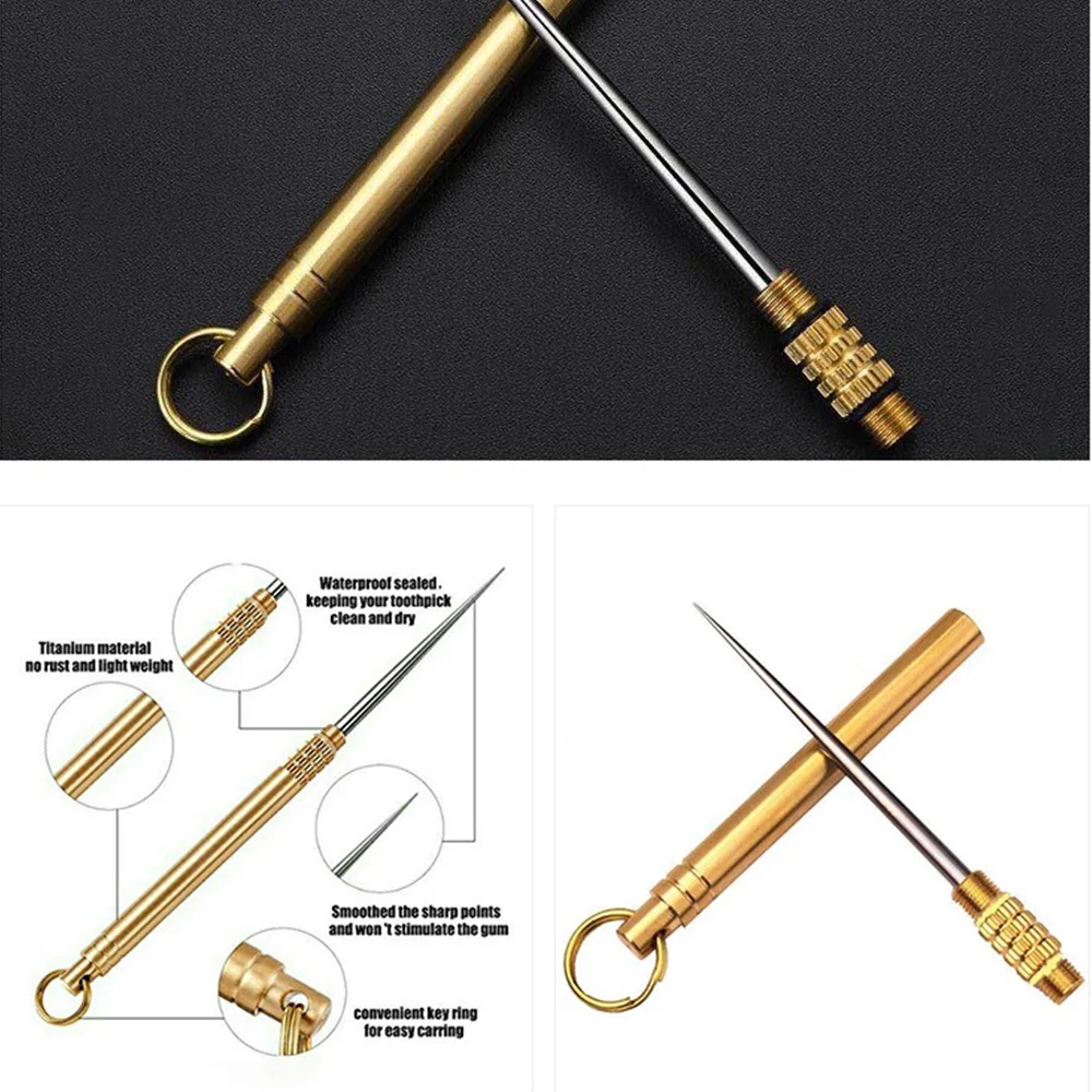 9.5CM Multifunctional Toothpick Fruit Pick Toothpicks Titanium Toothpick Keychain Portable Brass Integrated Toothpicks
9.5CM Multifunctional Toothpick Fruit Pick Toothpicks Titanium Toothpick Keychain Portable Brass Integrated Toothpicks