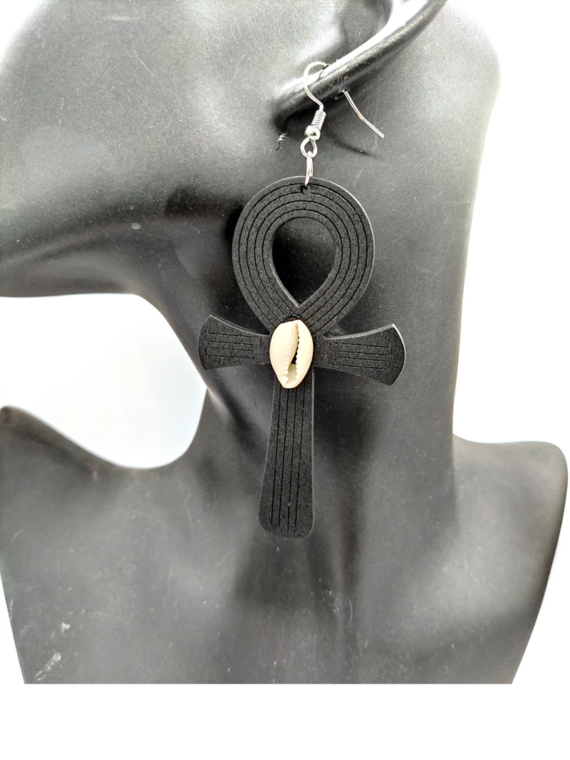 Деревянные серьги Ankh | Украшения и аксессуары