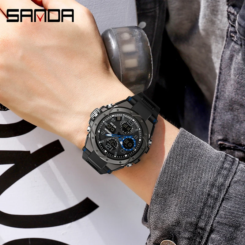 SANDA Men Sport Watch High-end Resin Strap Military Wrist Watch Led Calendar Waterproof Digital Watch reloj de hombre
SANDA Men Sport Watch High-end Resin Strap Military Wrist Watch Led Calendar Waterproof Digital Watch reloj de hombre