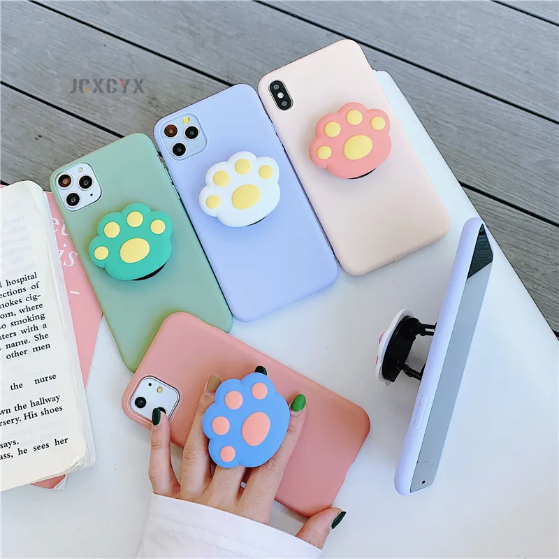 Мягкий 3D чехол с кошачьими когтями для iphone X XR XS 11 Pro Max 6S 7 8 plus держатель samsung S8 S9 S10 A50