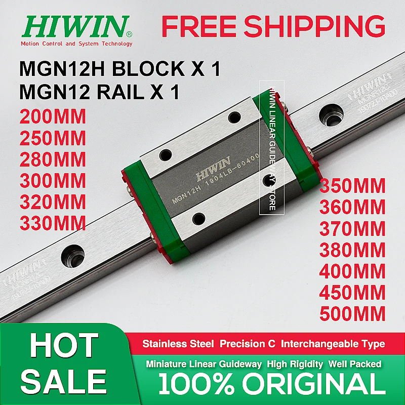 Free Shipping Stainless Steel HIWIN MGN12 Rail 250 300 330 350 370 400 450 500mm MGN12 Linear Guide+MGN12H Block 3D Printer Part
Free Shipping Stainless Steel HIWIN MGN12 Rail 250 300 330 350 370 400 450 500mm MGN12 Linear Guide+MGN12H Block 3D Printer Part