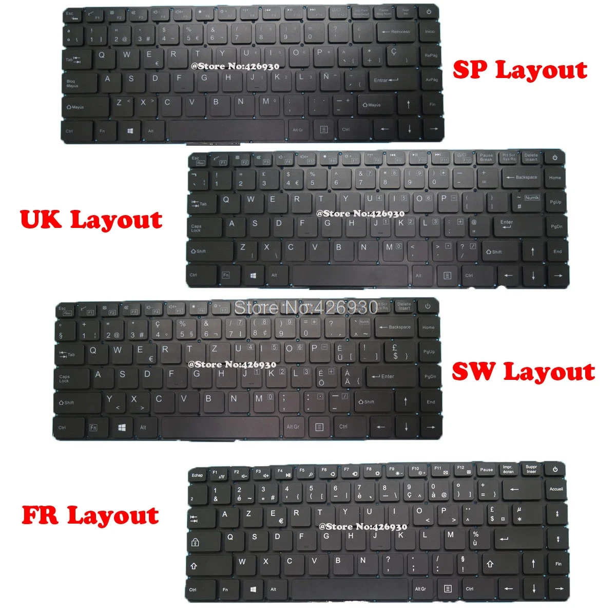 

UK FR SW SP Translucent Keyboard For Jumper For EZBook S5 YXT-NB93-86 MB3008010 NO Frame United Kingdom French Swiss Spanish