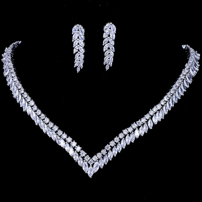 Luxury Shinny Cut Cubic Zircon Necklace Earrings AAA Clear Jewelry Sets for Brides Women Fashion White Wedding Dress
Luxury Shinny Cut Cubic Zircon Necklace Earrings AAA Clear Jewelry Sets for Brides Women Fashion White Wedding Dress