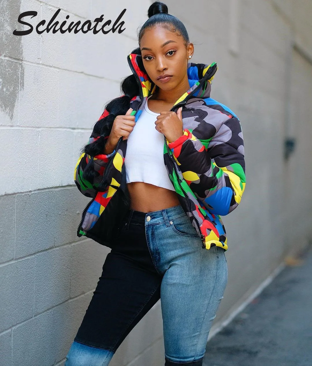 Schinotch Wome Bomber Jacket Winter Puffer Camouflage Coat Stand Collar Female Fashion Padded Outwear Ladies Clothes
Schinotch Wome Bomber Jacket Winter Puffer Camouflage Coat Stand Collar Female Fashion Padded Outwear Ladies Clothes