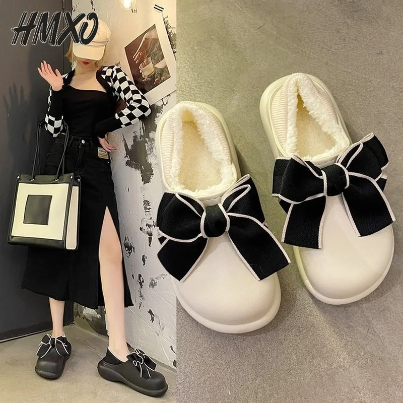 HMXO Thick-heeled Round-toe Women Shoes Bowknot Warm Cotton Shoes Flat-bottomed Thick-soled Plus Velvet Waterproof Slippers
HMXO Thick-heeled Round-toe Women Shoes Bowknot Warm Cotton Shoes Flat-bottomed Thick-soled Plus Velvet Waterproof Slippers