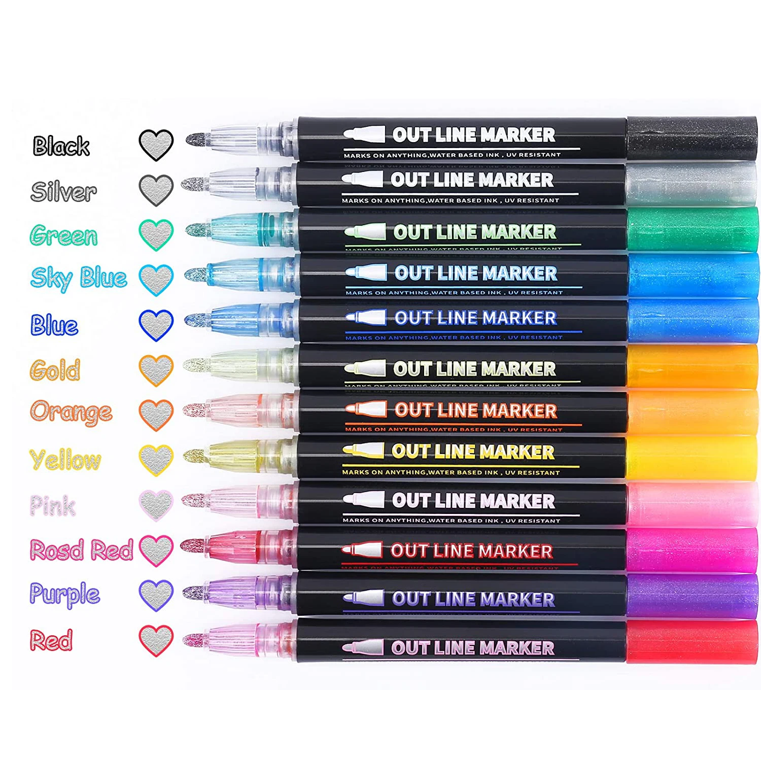 Double Line Outline Marker Pen 12 Colors Set Metallic Glitter Brush Pens for Scrapbooking Stationery School Drawing Art Supplies
Double Line Outline Marker Pen 12 Colors Set Metallic Glitter Brush Pens for Scrapbooking Stationery School Drawing Art Supplies