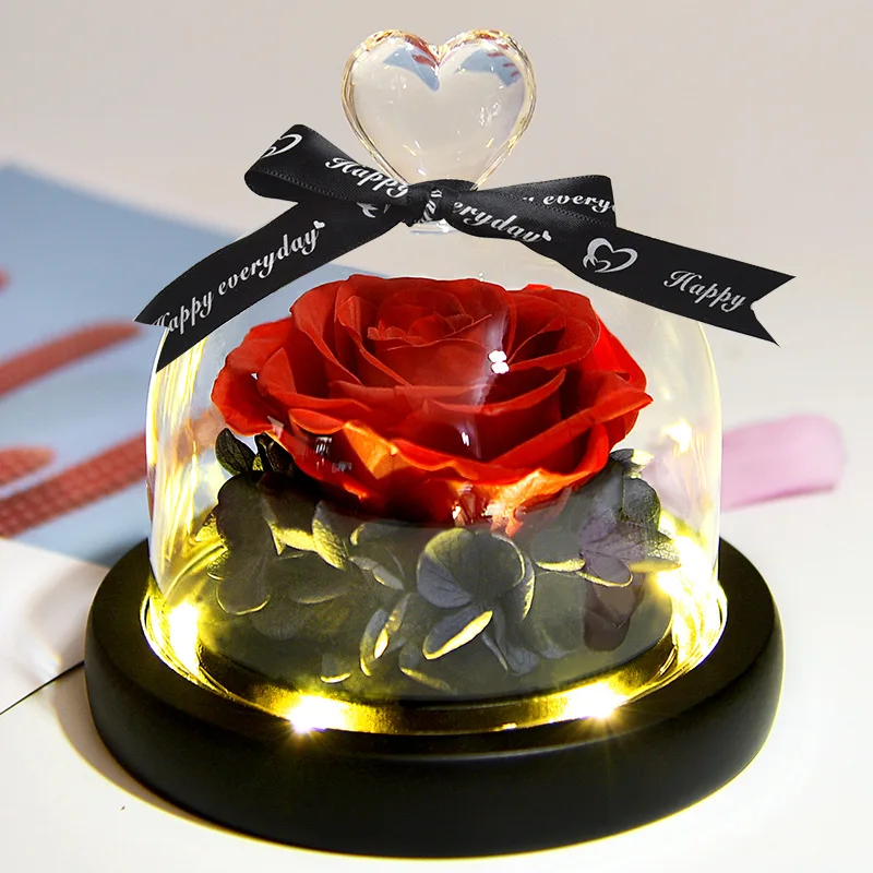

2021 Valentine's Day Gift New Christmas Real Roses Eternal Exclusive Rose In Glass Dome The Beauty and Beast Rose Romantic Gifts