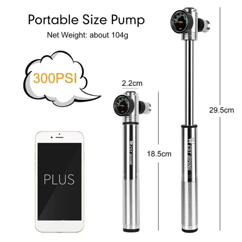 Aluminum High Pressure Bicycle Pump Bidirectional Inflatable Portable Mini Pumps with Barometer Riding MTB Accessories
Aluminum High Pressure Bicycle Pump Bidirectional Inflatable Portable Mini Pumps with Barometer Riding MTB Accessories