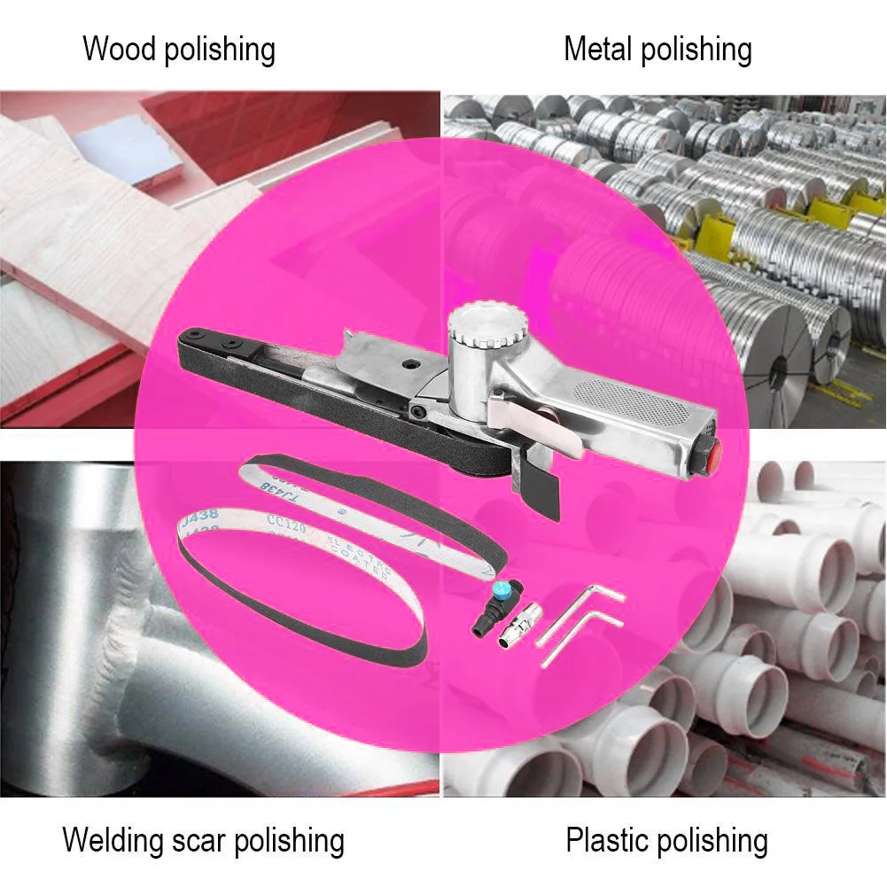 Air Belt Sander Air Angle Grinding Machine with 3pcs Sanding Belts for Air Compressor Sanding Pneumatic Tool Set for Wood Metal
Air Belt Sander Air Angle Grinding Machine with 3pcs Sanding Belts for Air Compressor Sanding Pneumatic Tool Set for Wood Metal