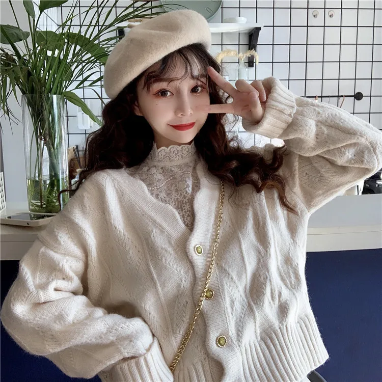 Autumn Winter Women's Knit Cardigan Short Tops Chic Students Loose Solid Color Single-Breasted Sweater Female
Autumn Winter Women's Knit Cardigan Short Tops Chic Students Loose Solid Color Single-Breasted Sweater Female