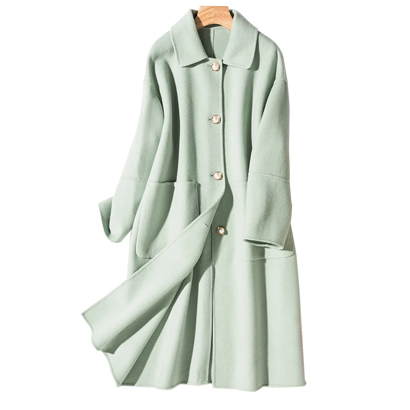 Women Korean Spring Wool Coat Winter Long Overcoat Outwear Green Coat Size Coats Long Sleeve Manteau Femme Hiver Elegant 
Women Korean Spring Wool Coat Winter Long Overcoat Outwear Green Coat Size Coats Long Sleeve Manteau Femme Hiver Elegant