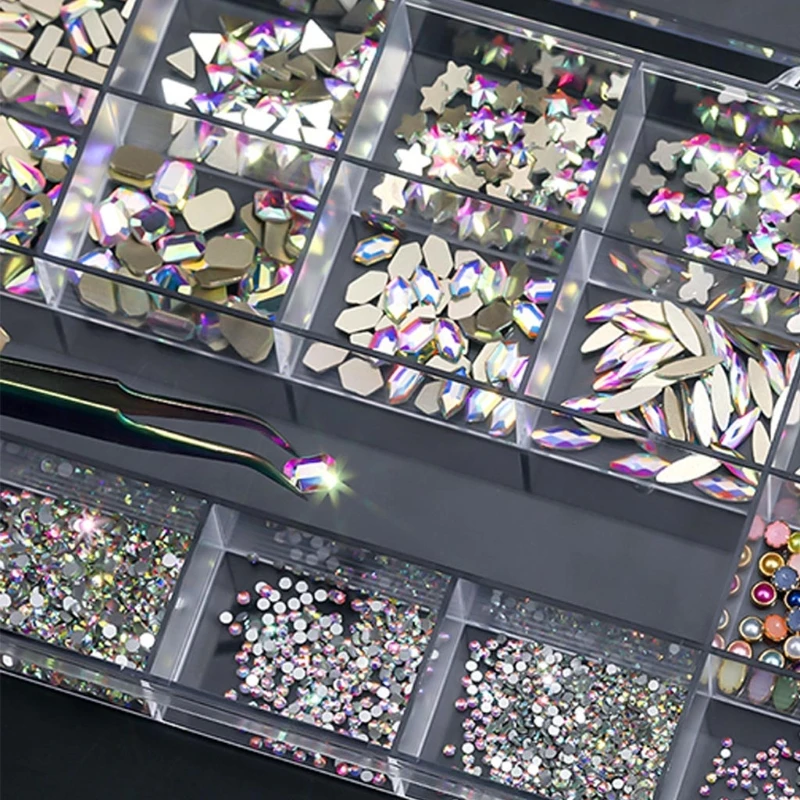 Decoration Multi-Shape Nail Crystals Flatback Round Rhinestones Beads Nail Stones with Storage Box Tweezers
Decoration Multi-Shape Nail Crystals Flatback Round Rhinestones Beads Nail Stones with Storage Box Tweezers